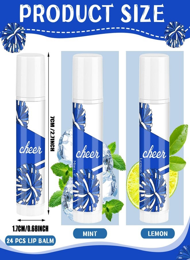 Suttmin 24 Pcs Cheer Lip Balm Bulk Cheer Teams Camp Gifts Pom Pom Leaders Party Favors Gear Lip Balm Valentine's Day Gift for Competitive Party Guest Supplies(Blue and White) - Image 3